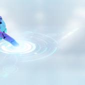 robotic hand touches a surface