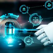 Robotic hand with a legal gavel