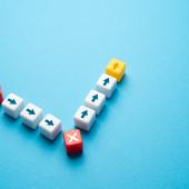 Symbol for failure as growth with a series of arrows pointing upward in succession.