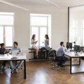 Workers in an open office