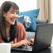 a woman working from home