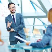 a business man giving a presentation