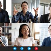 business people in a virtual meeting