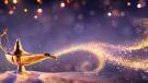 genie lamp with light spray coming out of it like genie is inside coming out